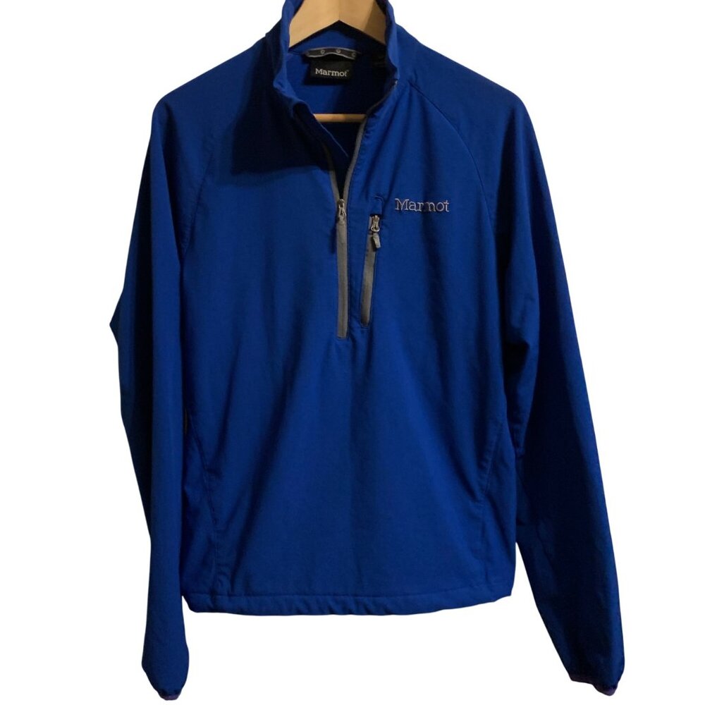Marmot Women's Blue 1/4 Zip Pullover Jacket, Chest Pocket, Long Sleeves, Size SP